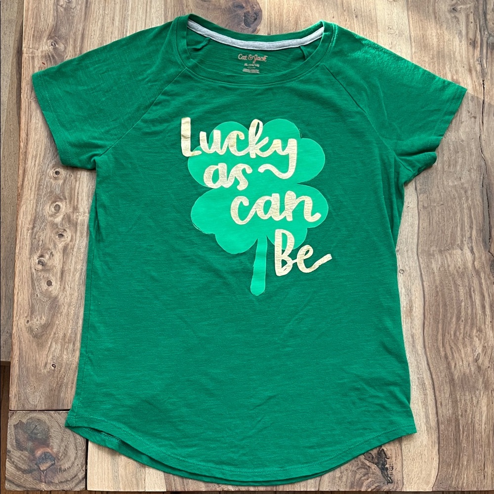 Cat & Jack Green Lucky Graphic Tee
